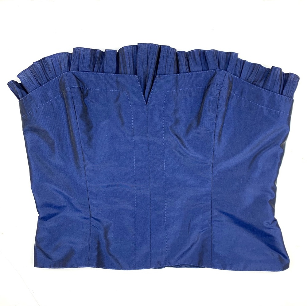 Vintage Corset Bustier Top Iridescent Blue | M